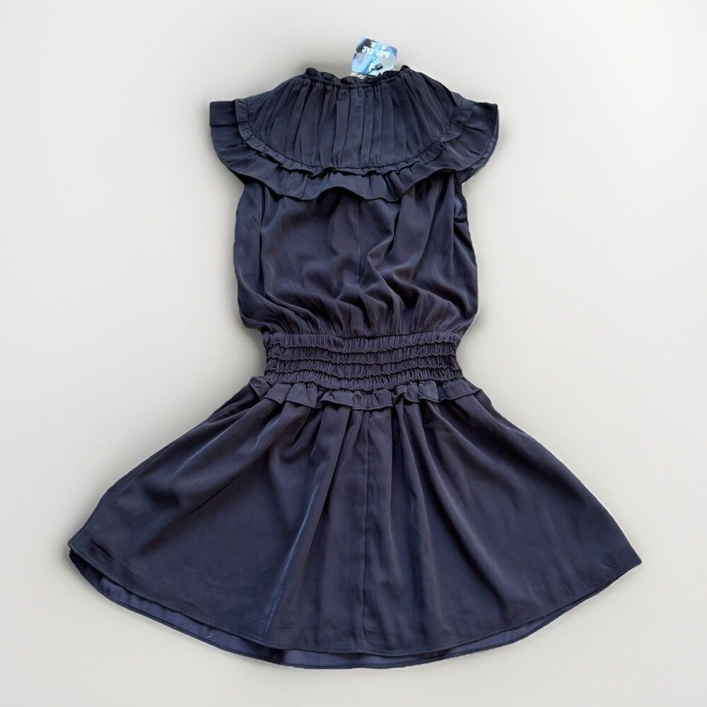 NWT HYFVE Dress Sz S Black Ruffle Elastic Dropped Waist Flirty Tiered Comfy LBD